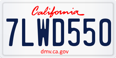 CA license plate 7LWD550