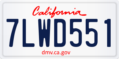 CA license plate 7LWD551