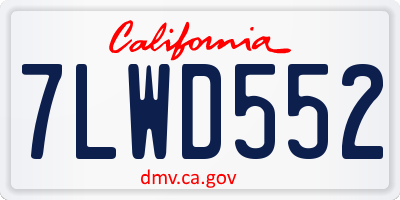 CA license plate 7LWD552