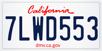 CA license plate 7LWD553