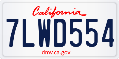 CA license plate 7LWD554