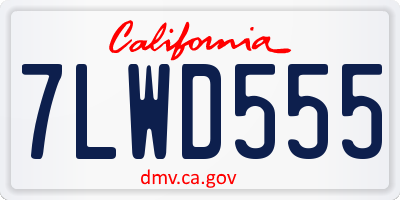 CA license plate 7LWD555