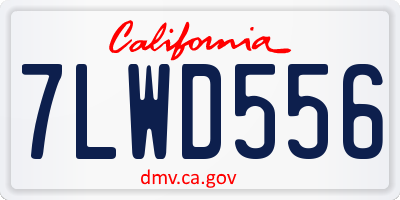 CA license plate 7LWD556