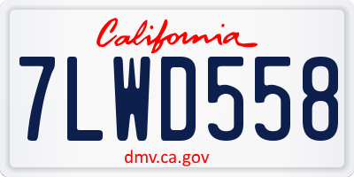 CA license plate 7LWD558
