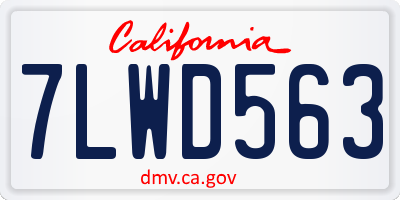 CA license plate 7LWD563