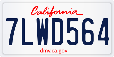 CA license plate 7LWD564