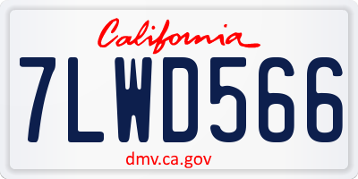 CA license plate 7LWD566