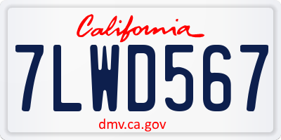 CA license plate 7LWD567