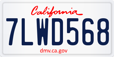 CA license plate 7LWD568