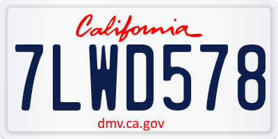 CA license plate 7LWD578