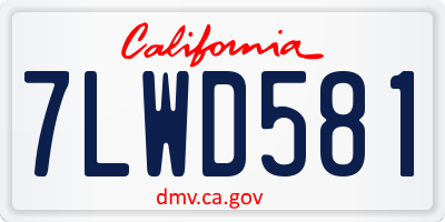 CA license plate 7LWD581