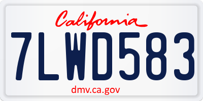 CA license plate 7LWD583