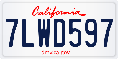 CA license plate 7LWD597