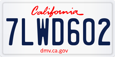 CA license plate 7LWD602