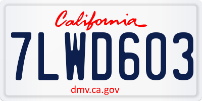 CA license plate 7LWD603