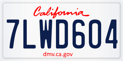 CA license plate 7LWD604