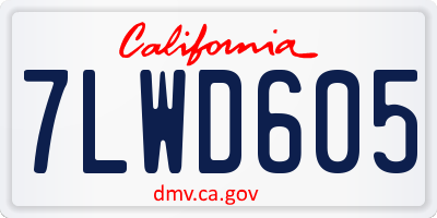 CA license plate 7LWD605