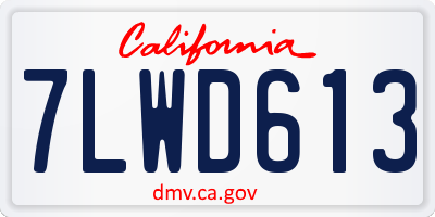 CA license plate 7LWD613