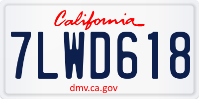 CA license plate 7LWD618
