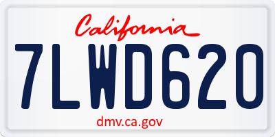 CA license plate 7LWD620