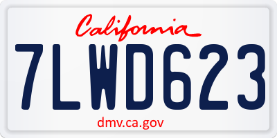 CA license plate 7LWD623