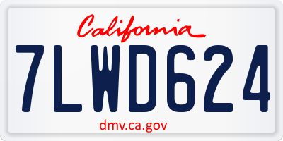 CA license plate 7LWD624