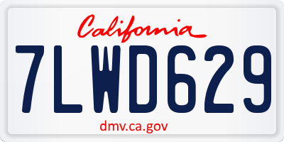 CA license plate 7LWD629