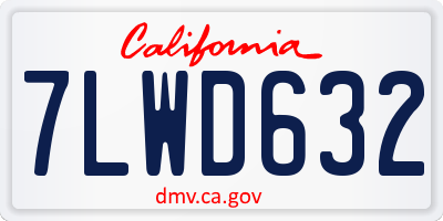 CA license plate 7LWD632