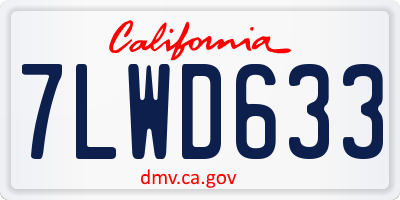 CA license plate 7LWD633