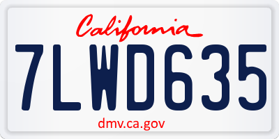 CA license plate 7LWD635