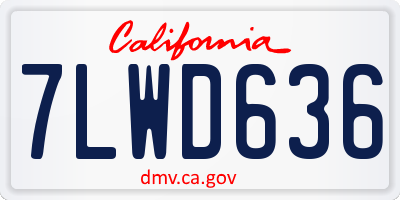 CA license plate 7LWD636