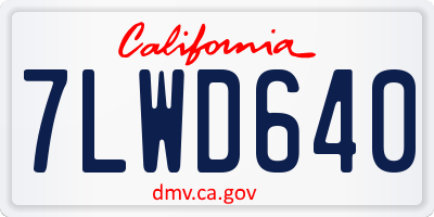 CA license plate 7LWD640