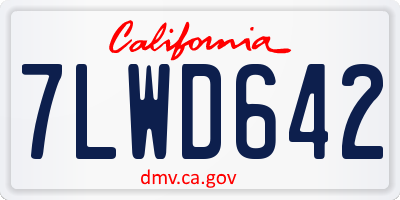 CA license plate 7LWD642