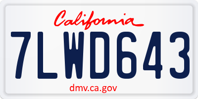 CA license plate 7LWD643