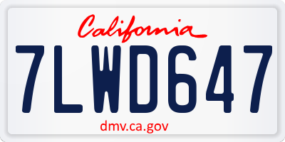 CA license plate 7LWD647