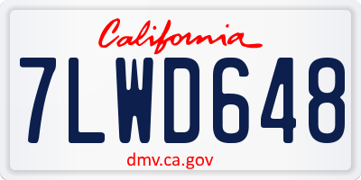 CA license plate 7LWD648