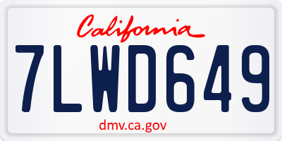 CA license plate 7LWD649