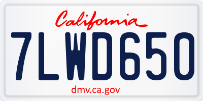 CA license plate 7LWD650