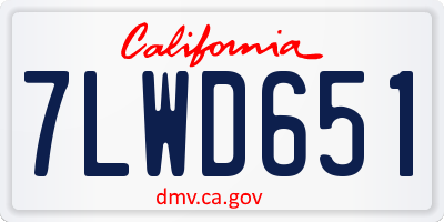 CA license plate 7LWD651