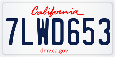 CA license plate 7LWD653