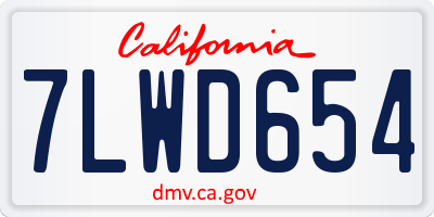 CA license plate 7LWD654