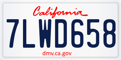 CA license plate 7LWD658