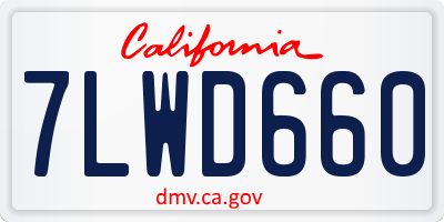 CA license plate 7LWD660