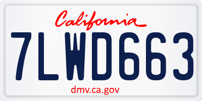 CA license plate 7LWD663