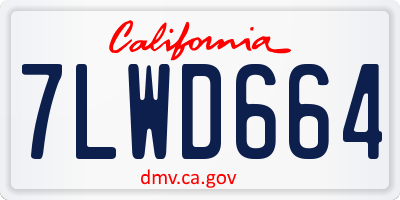 CA license plate 7LWD664