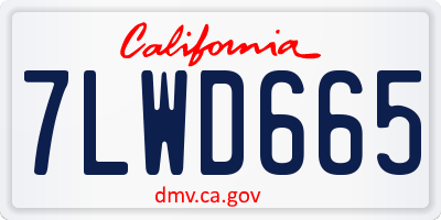 CA license plate 7LWD665