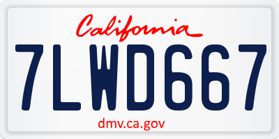 CA license plate 7LWD667