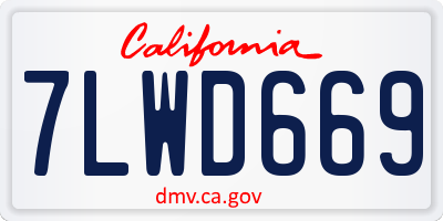 CA license plate 7LWD669
