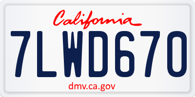 CA license plate 7LWD670