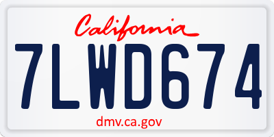 CA license plate 7LWD674